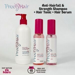 Preety Hair Shampoo + Keratin Biotin Water Based Hair Tonic + Hair Serum + Free Gift